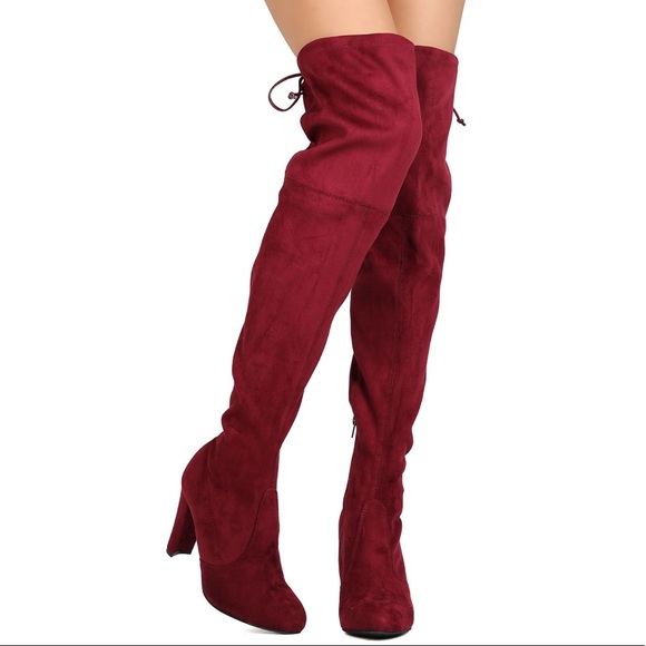 Wild Diva Thigh High Drawstring Chunky Heel Boot - Picture 2 of 3